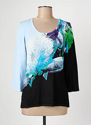 Pull coupe cintrée manches 3/4 bleu CHRISTINE LAURE femme