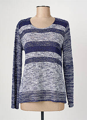 Pull tissage chiné manches longues bleu GRIFFON femme