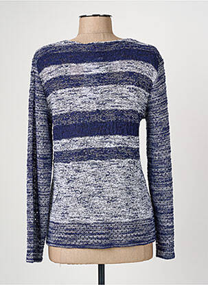 Pull tissage chiné manches longues bleu GRIFFON femme