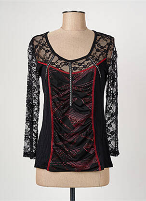 Top tissage jersey manches longues noir CHRISTINE LAURE femme