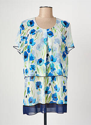 Tunique manches courtes tissage crêpe bleu GRIFFON femme