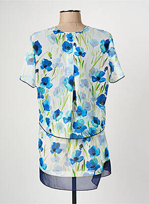 Tunique manches courtes tissage crêpe bleu GRIFFON femme