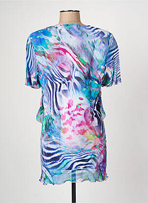 Tunique manches courtes tissage crêpe bleu GRIFFON femme