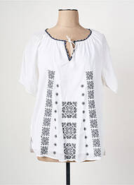Blouse légère et transparente manches 3/4 blanc CHRISTINE LAURE femme