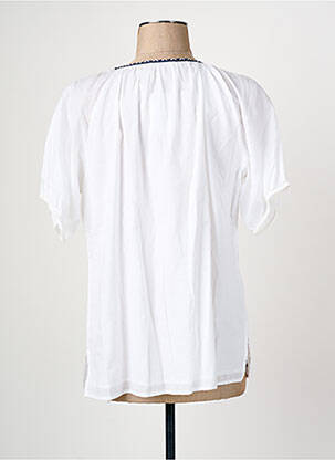 Blouse tissage popeline manches 3/4 blanc CHRISTINE LAURE femme