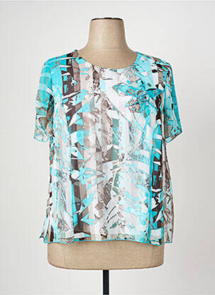 Blouse légère et transparente manches courtes bleu FRANCE RIVOIRE femme