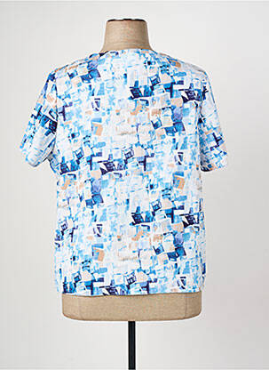 Blouse imprimé fleurs manches courtes bleu FRANCE RIVOIRE femme