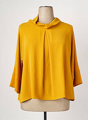 Blouse légère et transparente manches 3/4 jaune QUATRE VINGT JOURS femme