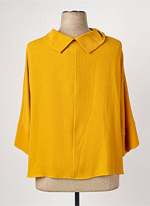 Blouse légère et transparente manches 3/4 jaune QUATRE VINGT JOURS femme