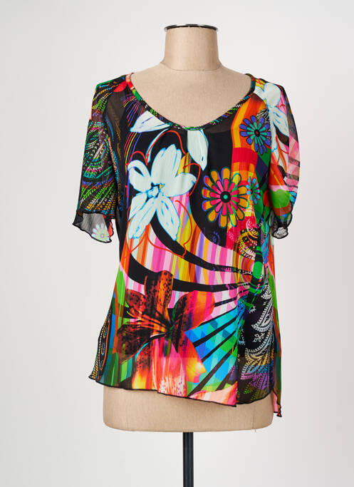 Top coupe fluide manches courtes noir CHRISTINE LAURE femme