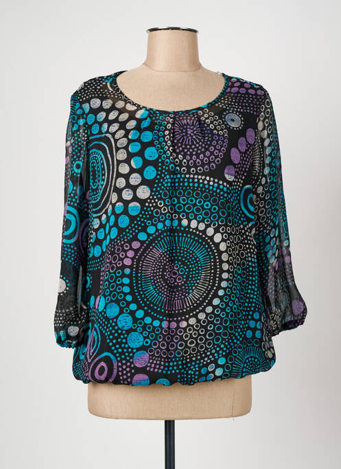 Blouse légère et transparente manches 3/4 bleu CHRISTINE LAURE femme