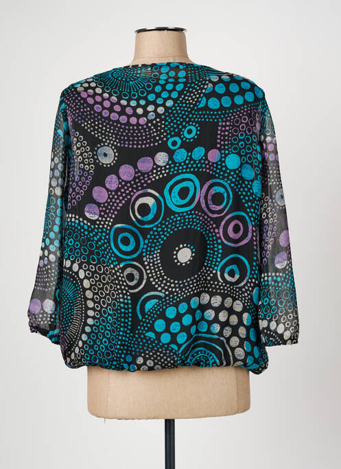 Blouse légère et transparente manches 3/4 bleu CHRISTINE LAURE femme