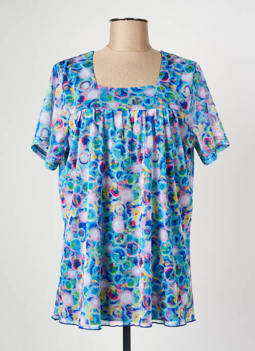 Tunique manches courtes légère et transparente bleu GRIFFON femme