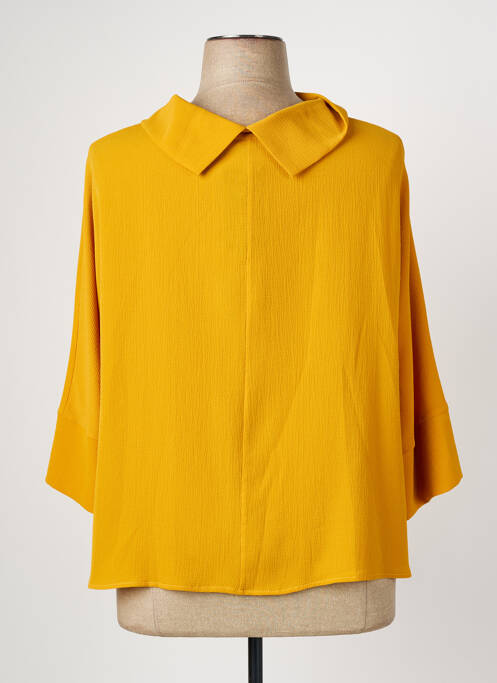 Blouse légère et transparente manches 3/4 jaune QUATRE VINGT JOURS femme