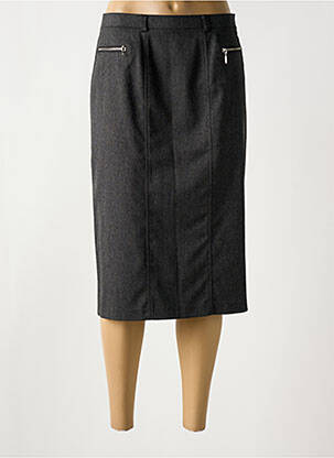 Jupe mi-longue taille à pinces gris CHRISTINE LAURE femme