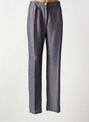 Pantalon droit taille à pinces taille haute bleu CHRISTINE LAURE femme