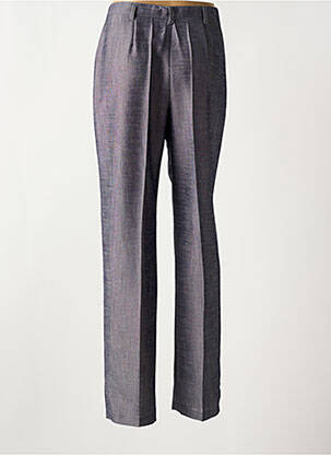 Pantalon droit tissage crêpe taille haute bleu CHRISTINE LAURE femme