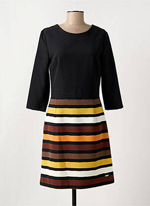 Robe mi-longue manches 3/4 manches 3/4 noir QUATRE VINGT JOURS femme
