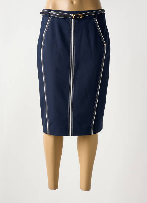 Jupe mi-longue taille à pinces bleu GRIFFON femme