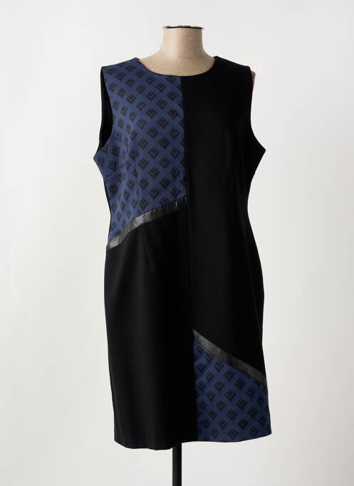 Robe mi-longue tissage crêpe sans manche noir GRIFFON femme