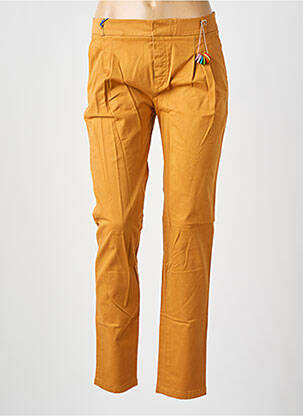 Pantalon chino tissage popeline taille normale marron LEON & HARPER femme