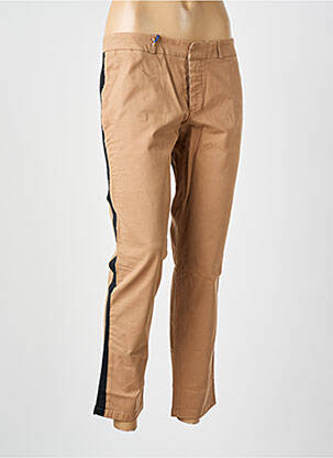 Pantalon chino broderie galons latéraux taille normale marron LEON & HARPER femme