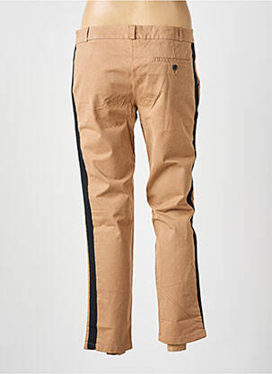 Pantalon chino broderie galons latéraux taille normale marron LEON & HARPER femme
