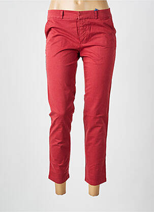 Pantalon chino broderie galons latéraux taille normale rouge LEON & HARPER femme