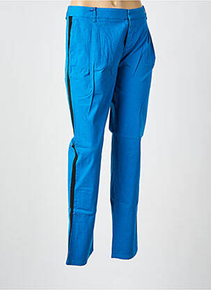 Pantalon chino broderie galons latéraux taille normale bleu LEON & HARPER femme