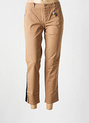 Pantalon chino tissage popeline taille normale marron clair LEON & HARPER femme