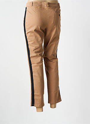 Pantalon chino tissage popeline taille normale marron clair LEON & HARPER femme