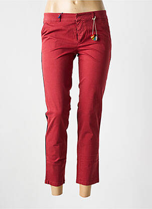 Pantalon chino tissage popeline taille normale rouge LEON & HARPER femme