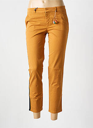Pantalon chino tissage popeline taille normale marron fonce LEON & HARPER femme