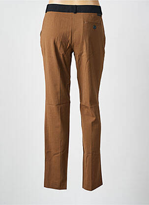 Pantalon chino fermeture zippée sous rabat avec crochet marron LEON & HARPER femme
