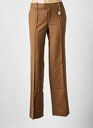 Pantalon droit tissage popeline taille normale marron LEON & HARPER femme
