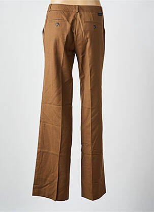 Pantalon droit tissage popeline taille normale marron LEON & HARPER femme