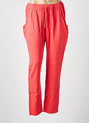 Pantalon droit tissage crêpe taille normale rouge LEON & HARPER femme