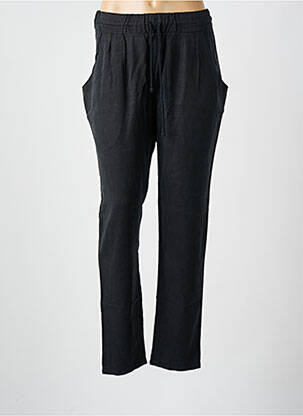 Pantalon droit tissage crêpe taille normale noir LEON & HARPER femme