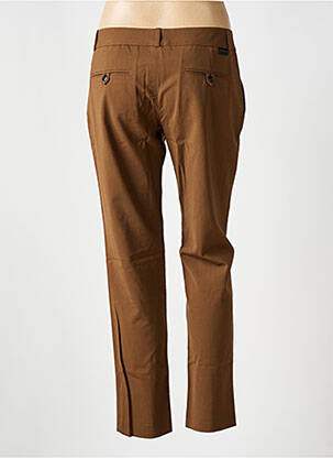 Pantalon 7/8 fermeture zippée sous rabat avec crochet taille normale marron LEON & HARPER femme