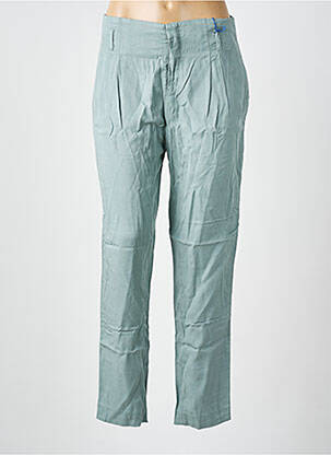 Pantalon droit taille à pinces taille haute vert LEON & HARPER femme