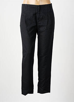 Pantalon droit fermeture zippée sous rabat avec crochet taille normale noir LEON & HARPER femme