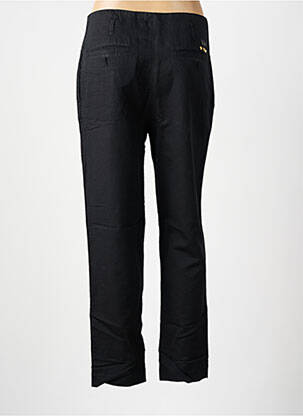 Pantalon droit fermeture zippée sous rabat avec crochet taille normale noir LEON & HARPER femme