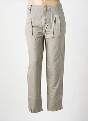 Pantalon droit taille à pinces taille haute gris LEON & HARPER femme