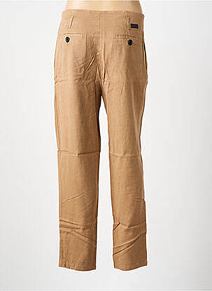 Pantalon droit fermeture zippée sous rabat avec crochet taille normale marron LEON & HARPER femme