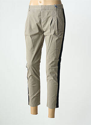 Pantalon chino broderie galons latéraux taille normale beige LEON & HARPER femme
