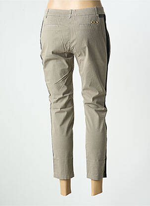 Pantalon chino broderie galons latéraux taille normale beige LEON & HARPER femme