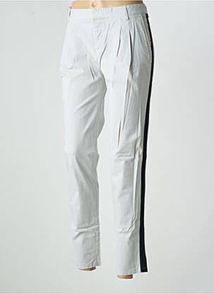 Pantalon chino broderie galons latéraux taille normale gris LEON & HARPER femme