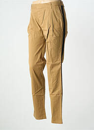 Pantalon chino broderie galons latéraux taille normale marron LEON & HARPER femme