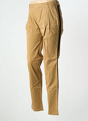 Pantalon chino broderie galons latéraux taille normale marron LEON & HARPER femme