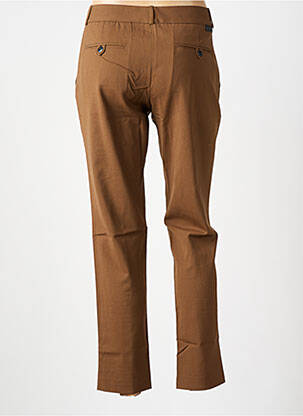 Pantalon 7/8 fermeture zippée sous rabat avec crochet taille normale marron LEON & HARPER femme
